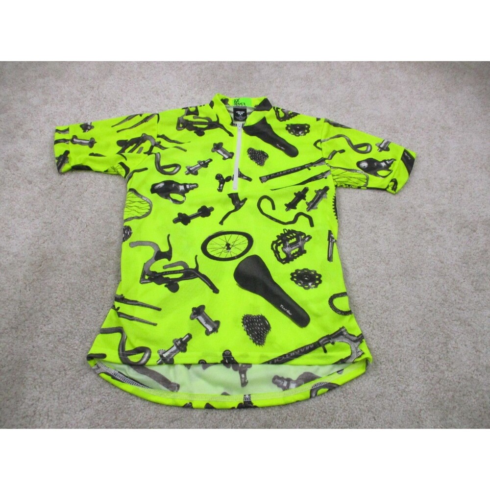 Vittoria Cycling Jersey Mens Small Neon Yellow Print Safety High Visibility USA